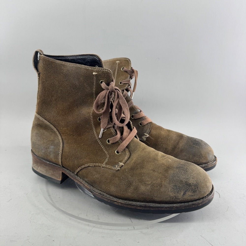 John Varvatos USA Mens Suede Combat Ankle Boots Lace Up Brown Size 12M